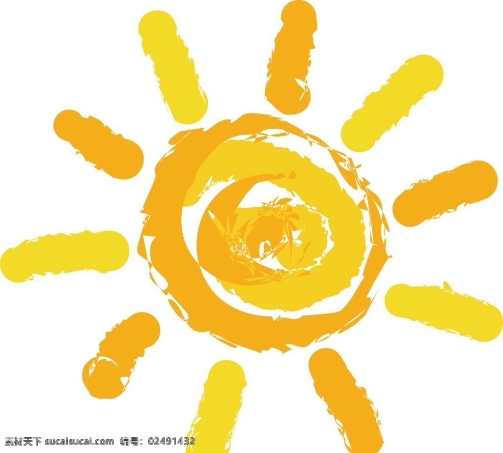 手绘 卡通 太阳 元素 黄色渐变 线条 免抠 标志图标 其他图标