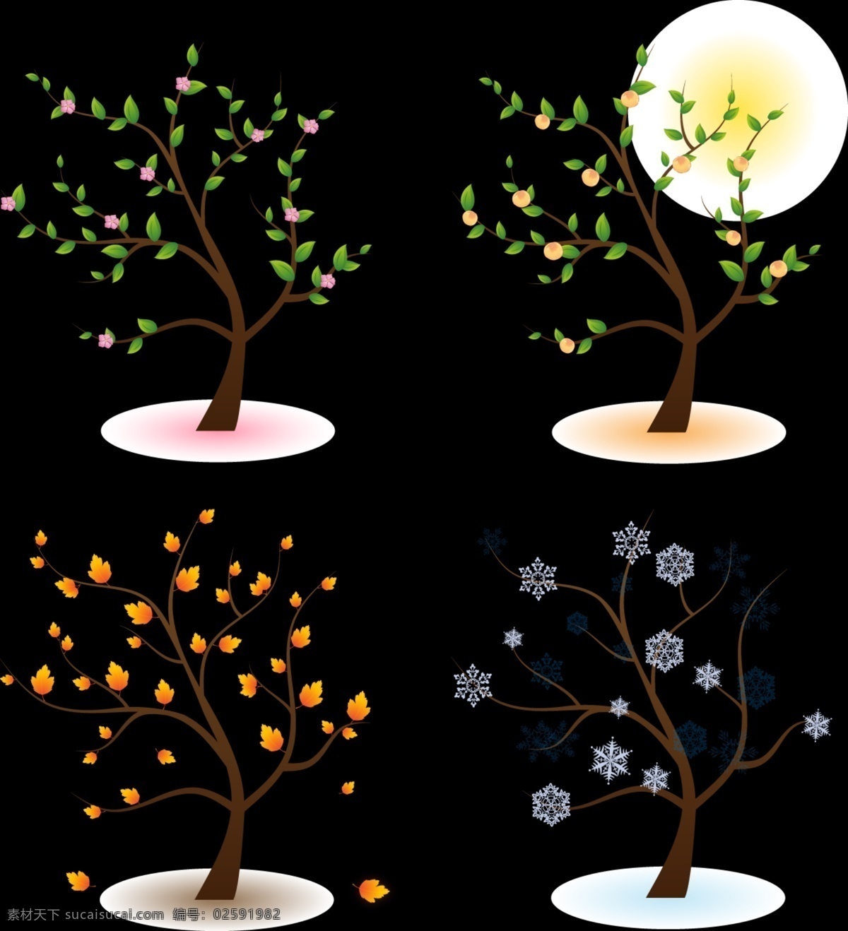 创意 四季 树木 矢量 春 底纹 冬 高清图片 花纹 鸟 鸟笼 秋 夏 树叶 雪花 矢量图 其他矢量图