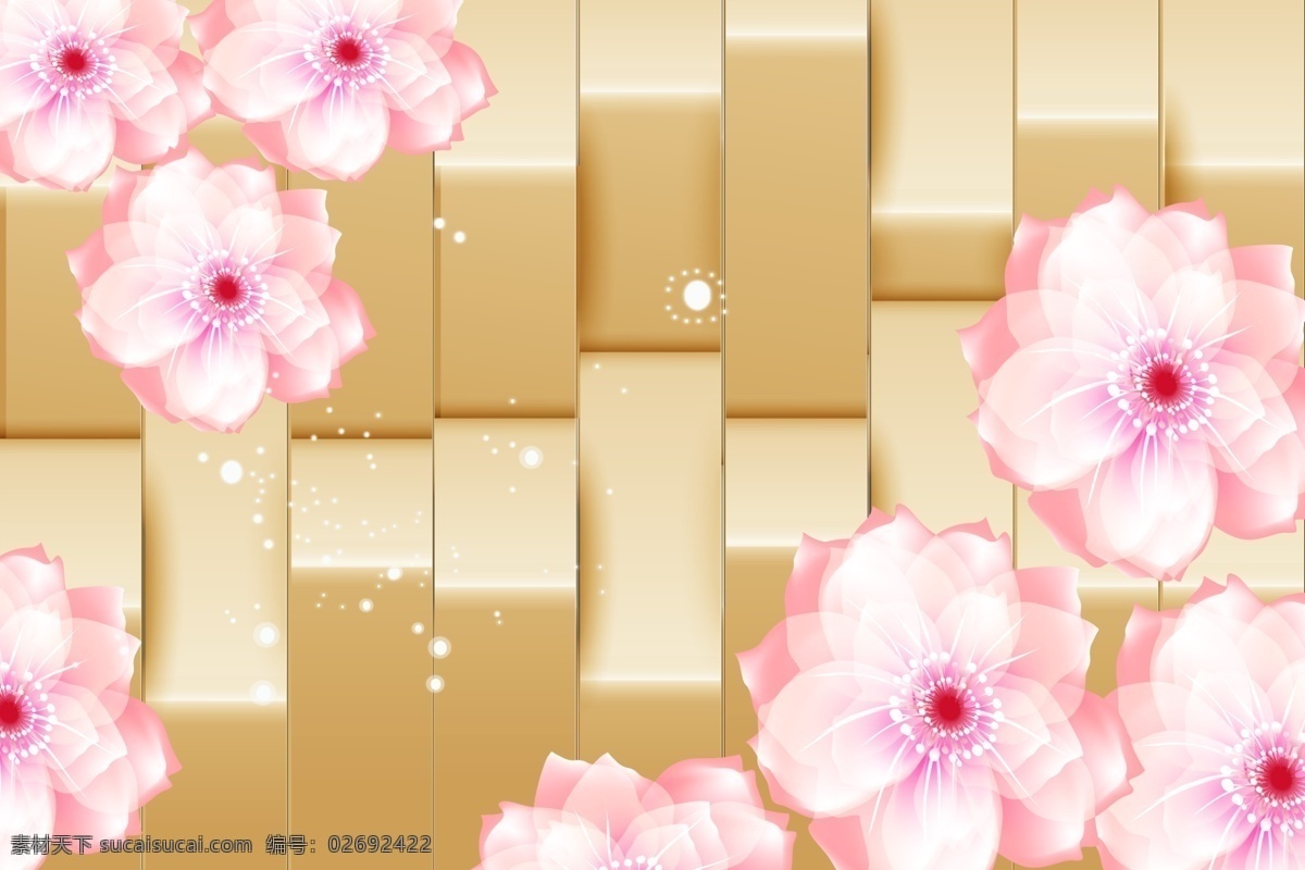 3d 水中 花 方块 梅花 水中花 鱼 原创设计 原创装饰设计