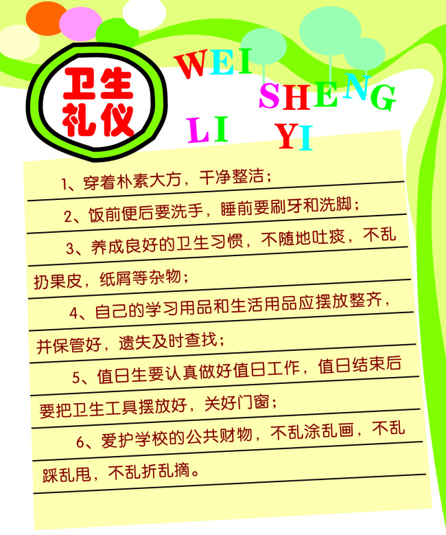 文明 礼仪 班级文化 卡通 卫生 文明礼仪 学校文化 学校展板 卫生礼仪 矢量图