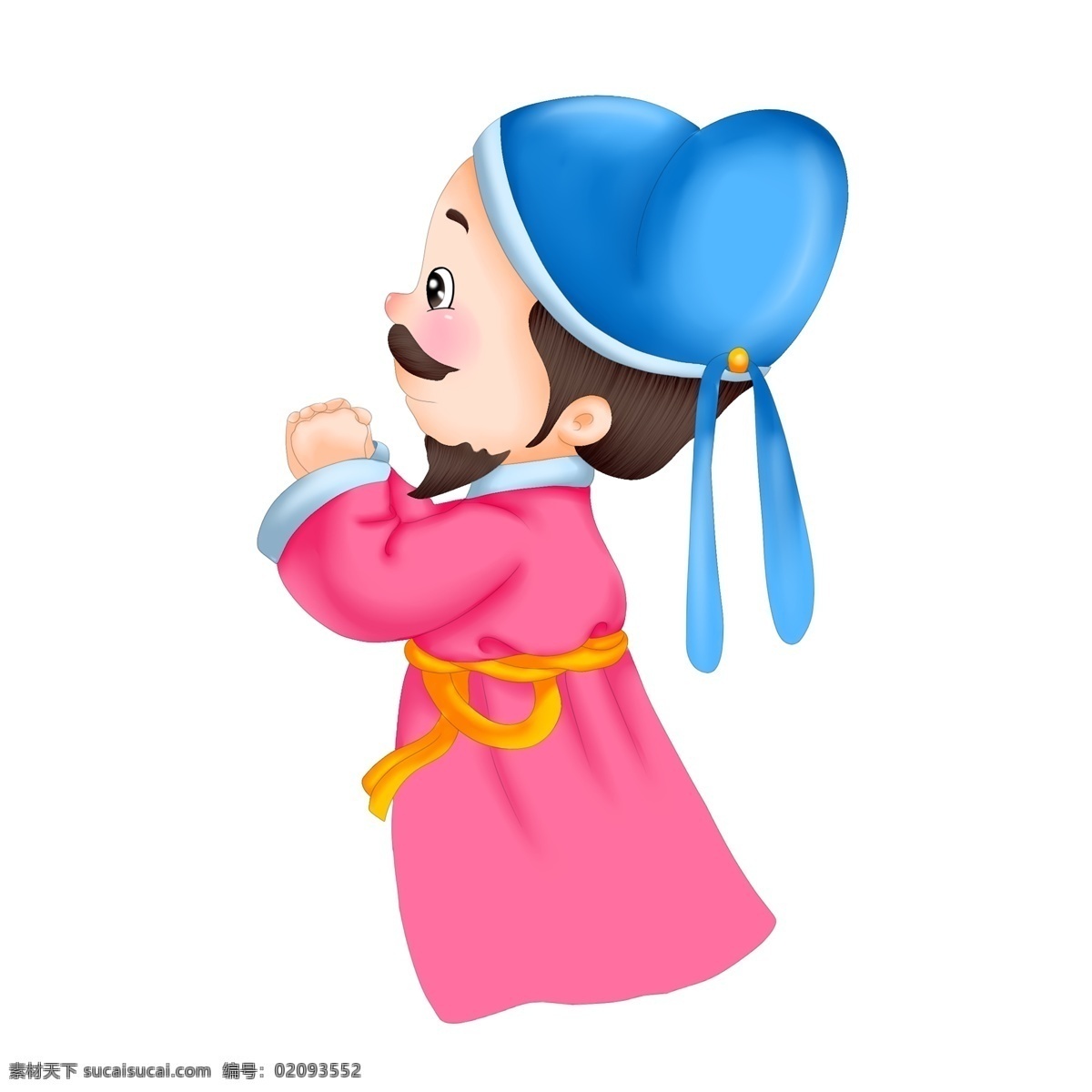 卡通 手绘 抱拳 古代人 商用 元素 萌 可爱 古代 插画 q 男子