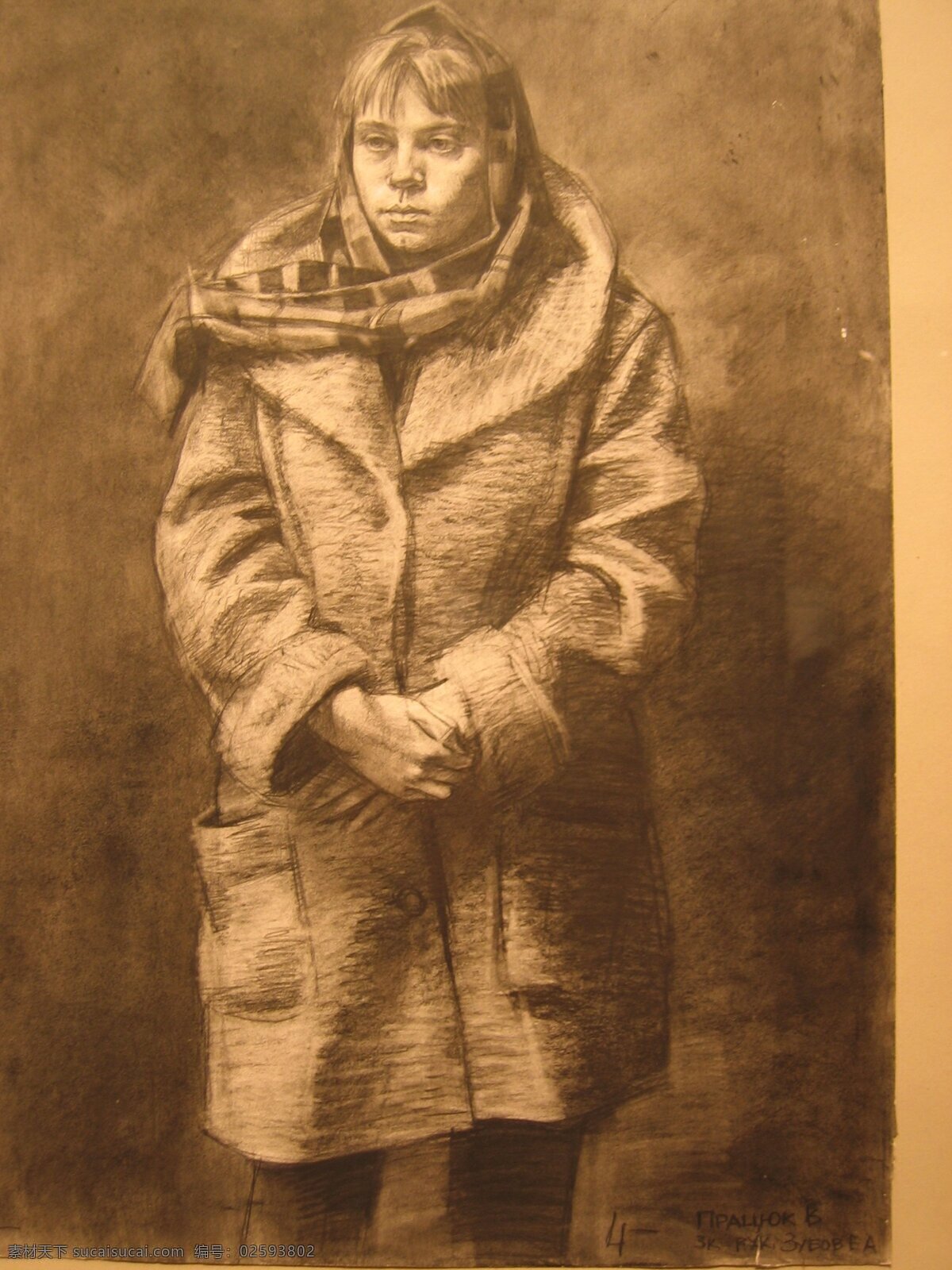 人物素描 设计素材 人物肖像 素描速写 书画美术 棕色