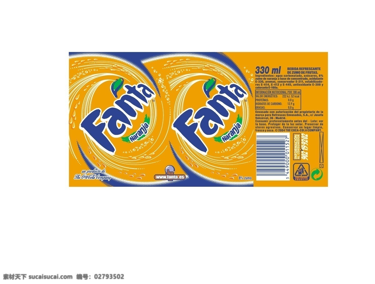 fanta 芬达 易拉罐 印刷 印刷展开图 矢量图库 设计素材 矢量
