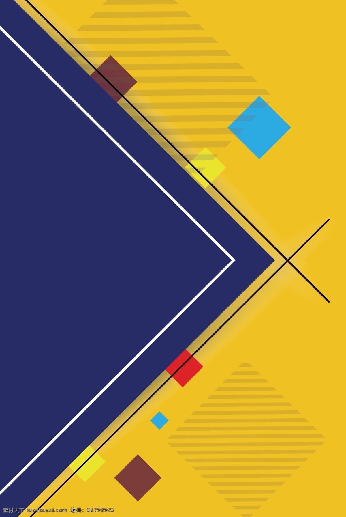 简约 矢量 几何 海报 扁平 文艺 清新 蓝色 黄色 正方形 线条