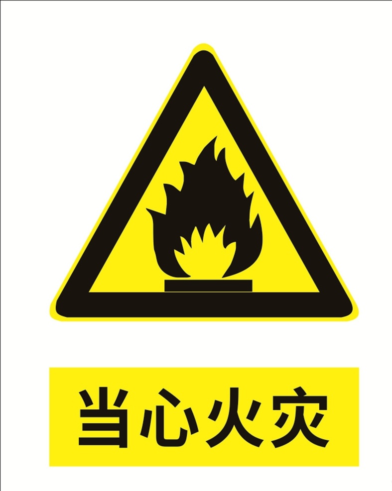 当心火灾 小心火灾 当心标牌 警示牌 安全警示 标识