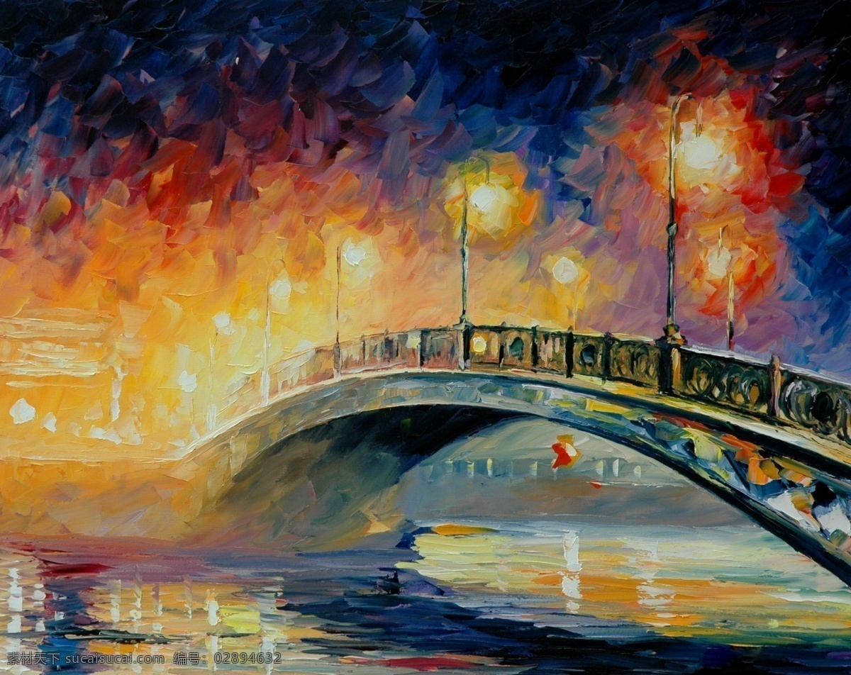 风景 刀油画 高清刀油画 leonid afremov 绚丽的色彩 绚烂的油画 鲜艳油画 油画装饰画 无框画素材 有框画 大师级油画 朦胧街道 伦敦雾桥 雾桥 伦敦野景 绘画书法 文化艺术