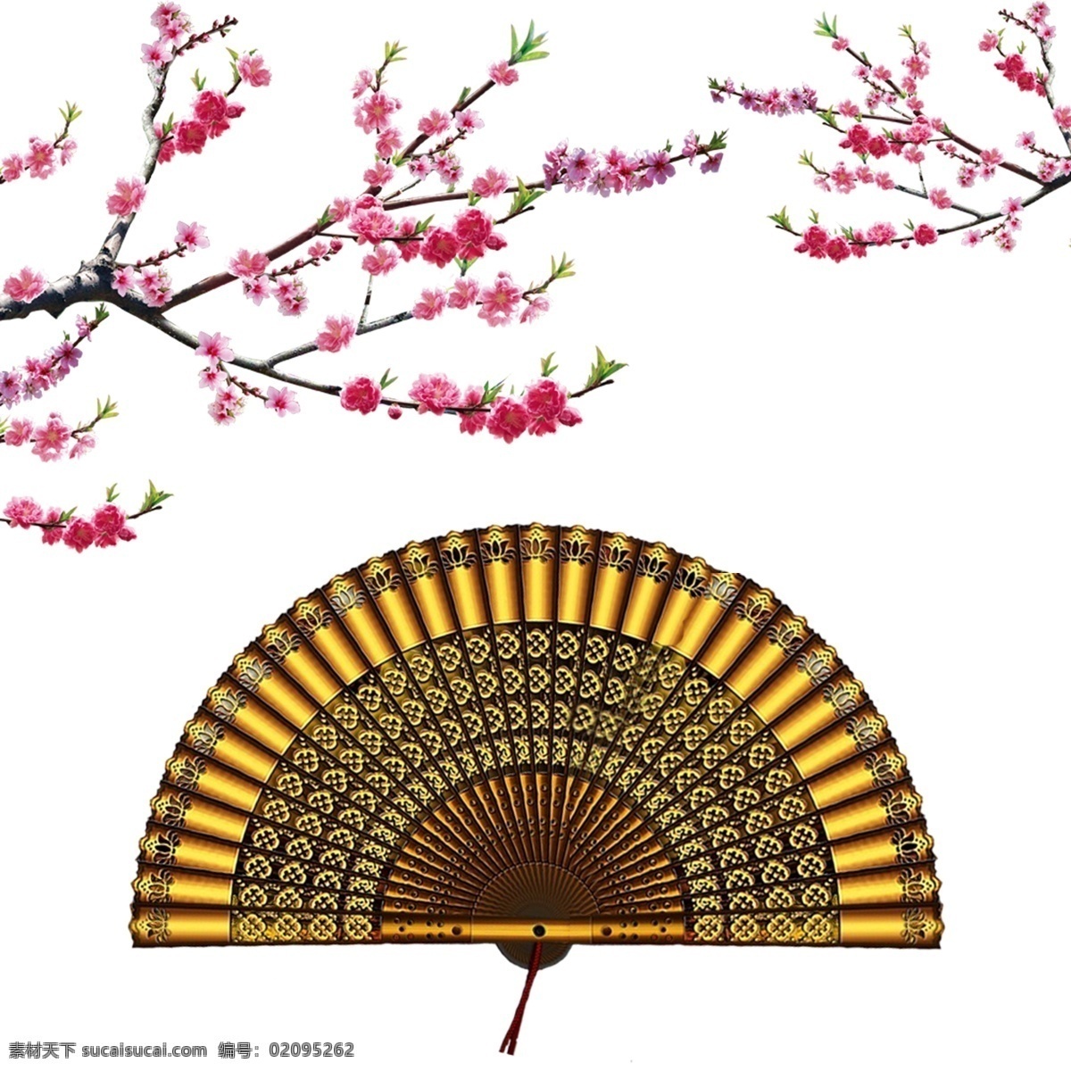 桃花 扇子 图案 元素 古典 樱花