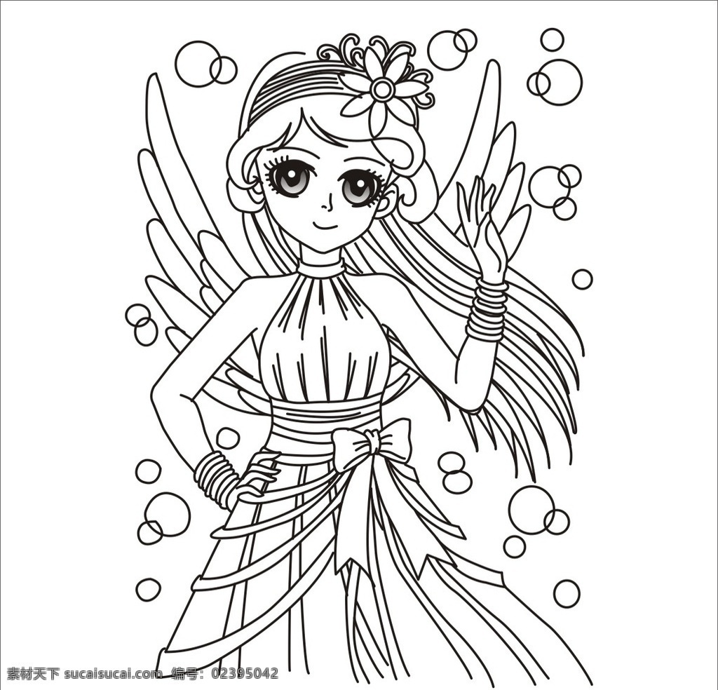 卡通画 美女 公主 卡通女孩 卡通美女 线条画 矢量画 漫画 儿童车 素描画 卡通设计