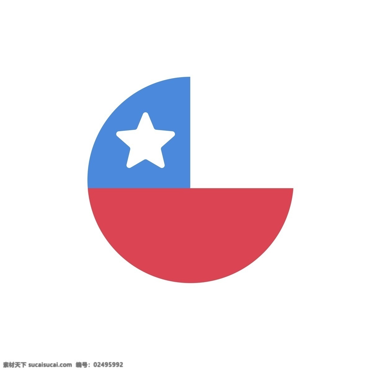 国旗图标 蓝色 红色 白五角星