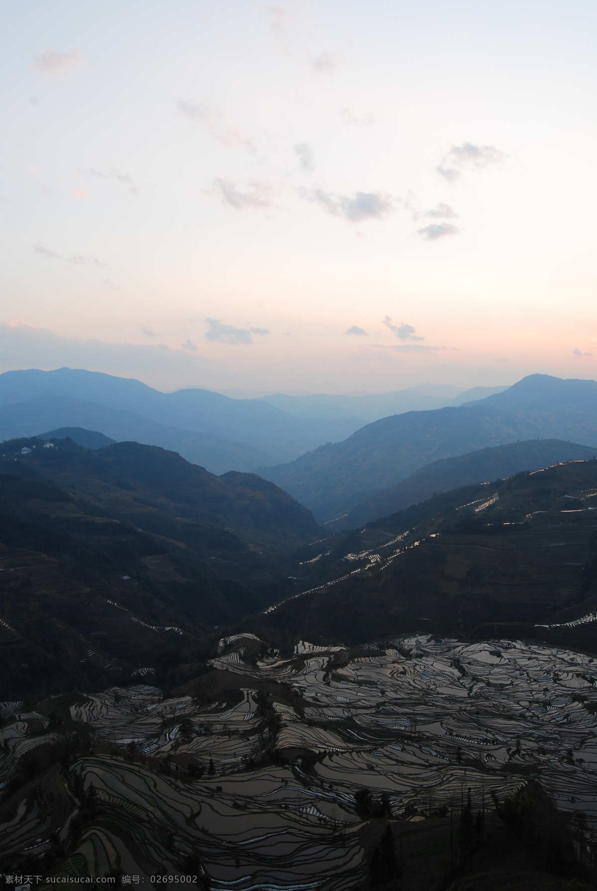 云南风景 田园风光 梯田 远山 高山 天空 云彩 自然景观