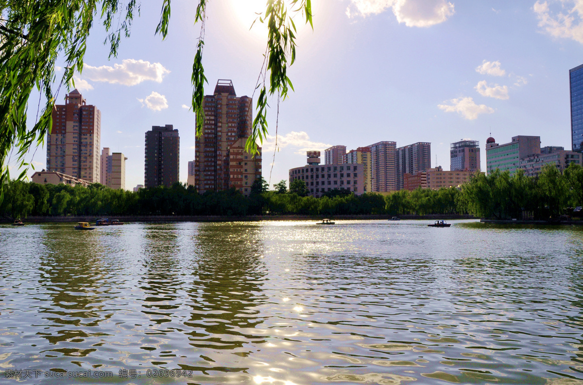 太原 城市 高楼 景观 蓝天白云湖水 蓝天白云高楼 高楼城市景观 蓝天城市景观 太原迎泽公园 公园蓝天白云 公园湖水高楼 太原景观 建筑园林 建筑摄影