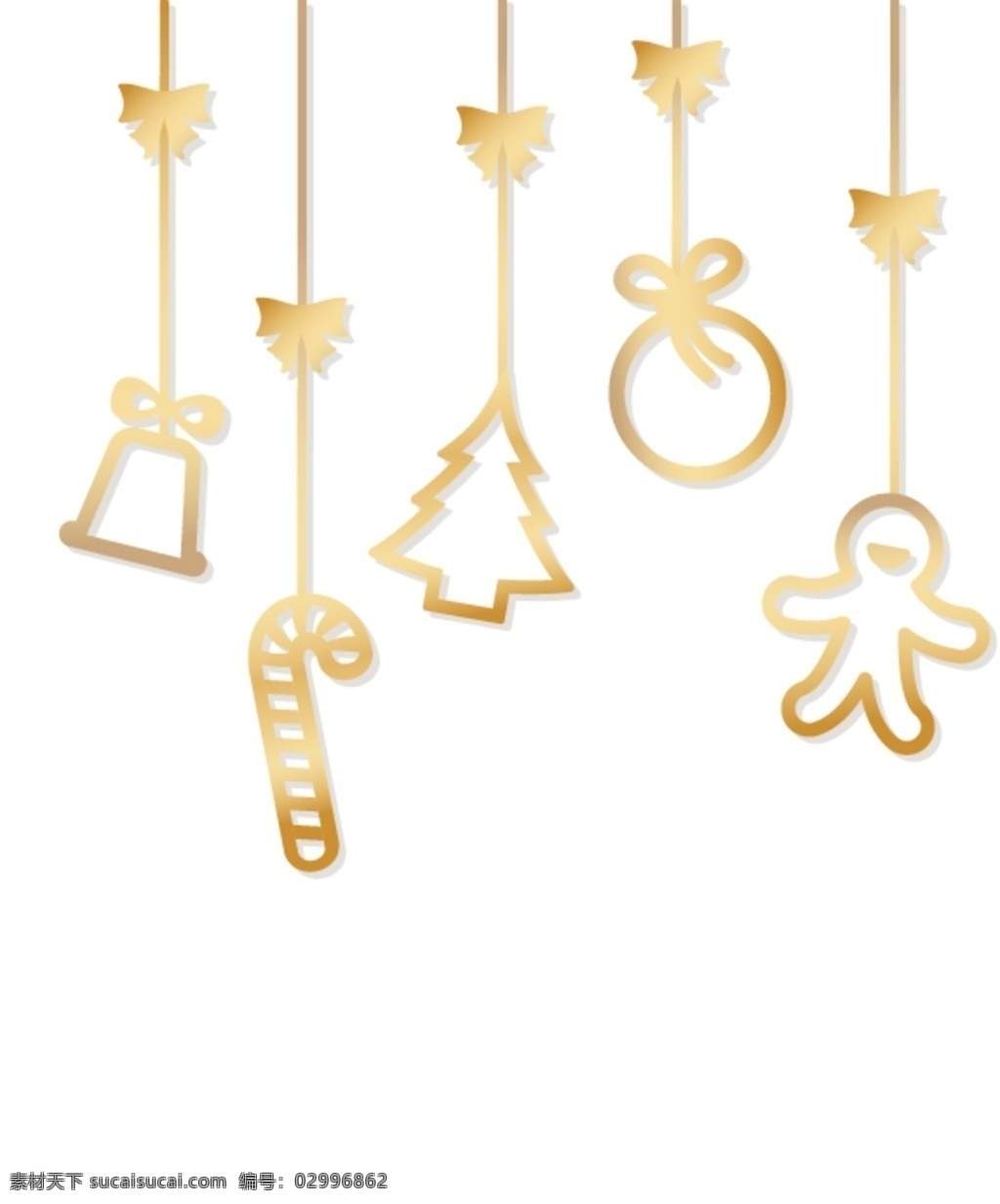 圣诞挂饰 圣诞元素 漂浮挂饰 金色 金属质感 设计元素