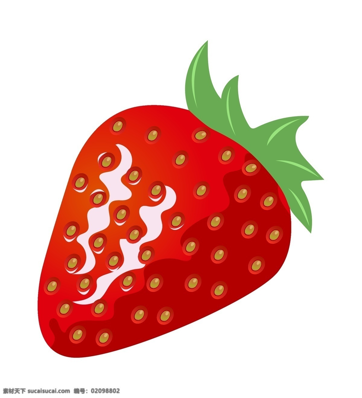 红色 手绘 草莓 插画 可口的草莓 仿真草莓 绿色的草莓籽 手绘草莓 卡通草莓 美食 食物 水果