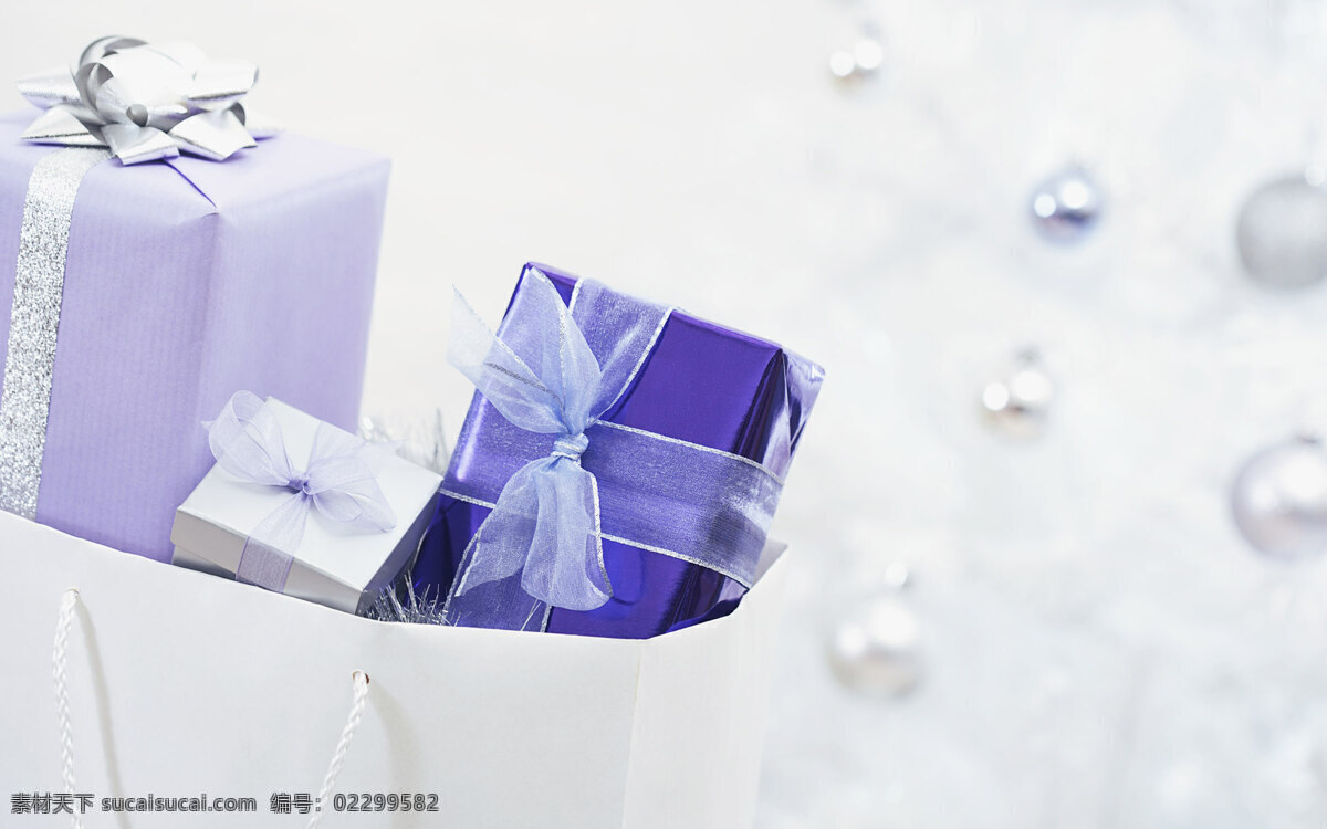 精美 礼品 白色 蓝色蝴蝶结 礼盒 节日素材 其他节日