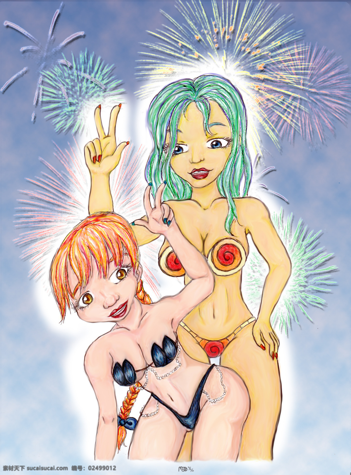 夏日女孩烟花 ps笔刷