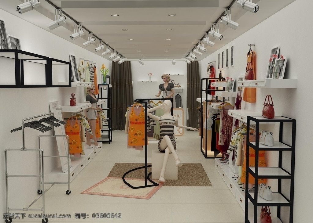 服装店 效果图 展柜 展示空间 服装展柜 矢量 3d设计 展示模型 max