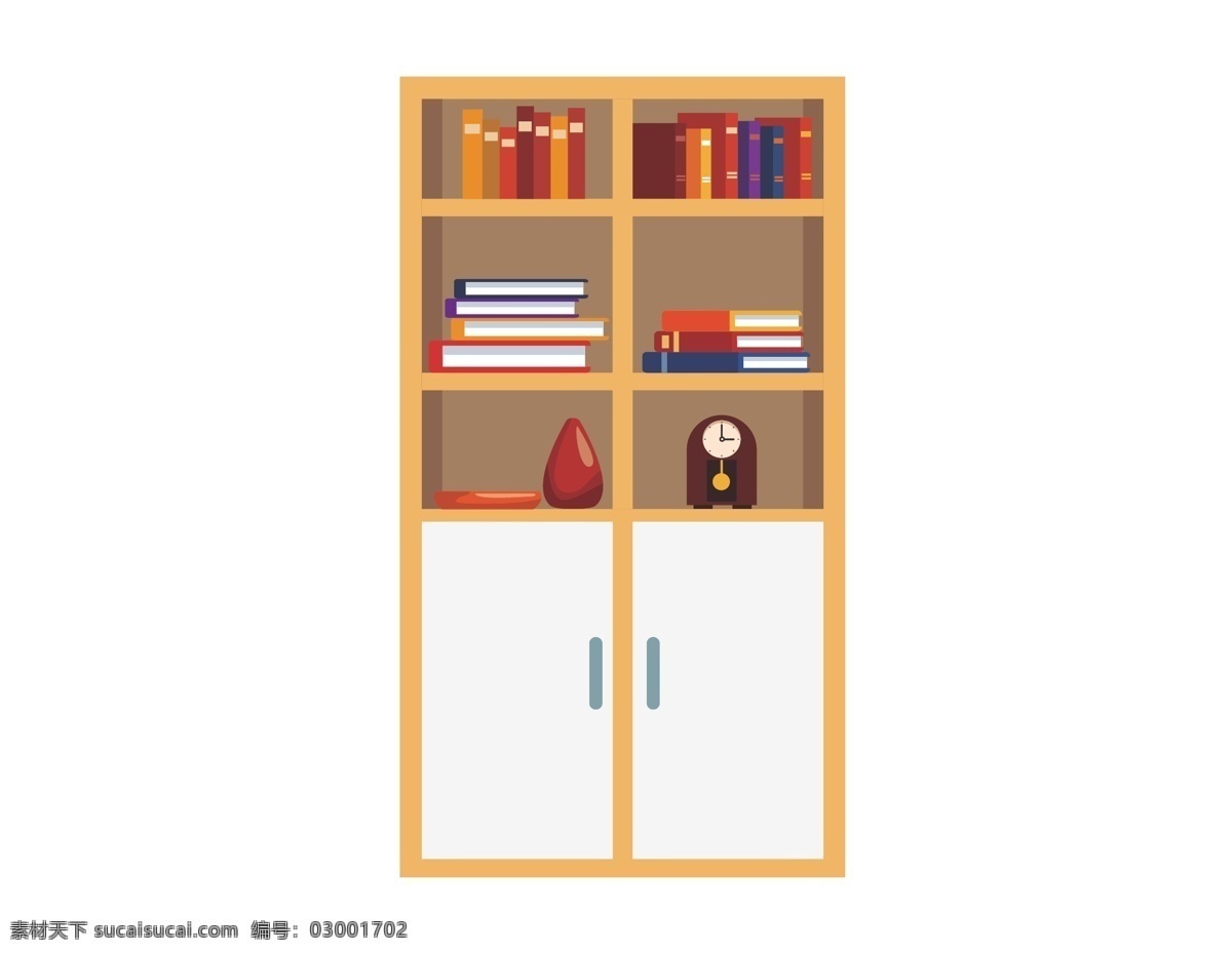 手绘 书房 书架 家具 元素 矢量 实木书柜 学习 ai元素 免扣元素