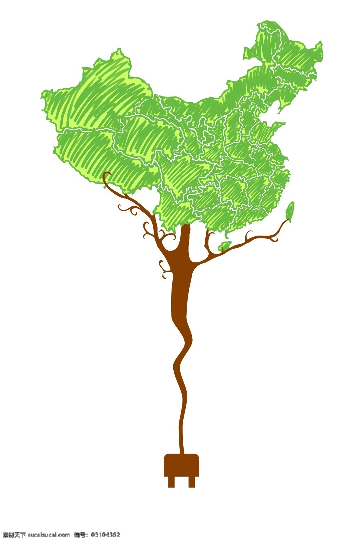 植树节 保护 环境 保护环境 中国地图 地图 树枝 创意