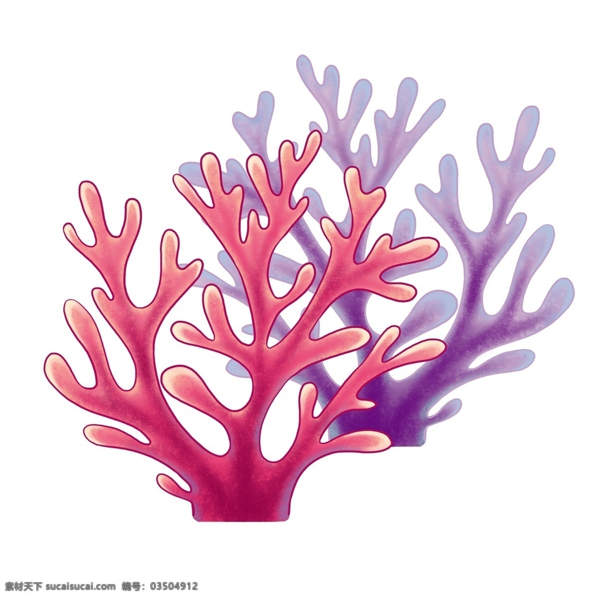 夏天 海洋 珊瑚 粉色 梦幻 渐变 卡通