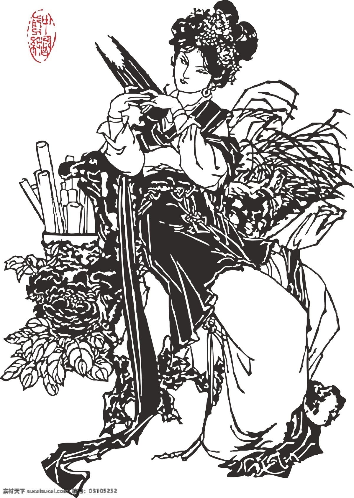 笙 箫 古代 节日素材 美女 女人 人物 音乐 笙箫 矢量 其他节日