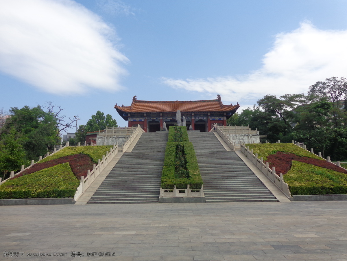 临汾师范 学校 大学 蓝天 白云 湖泊 亭苑 教室 楼 建筑园林 园林建筑