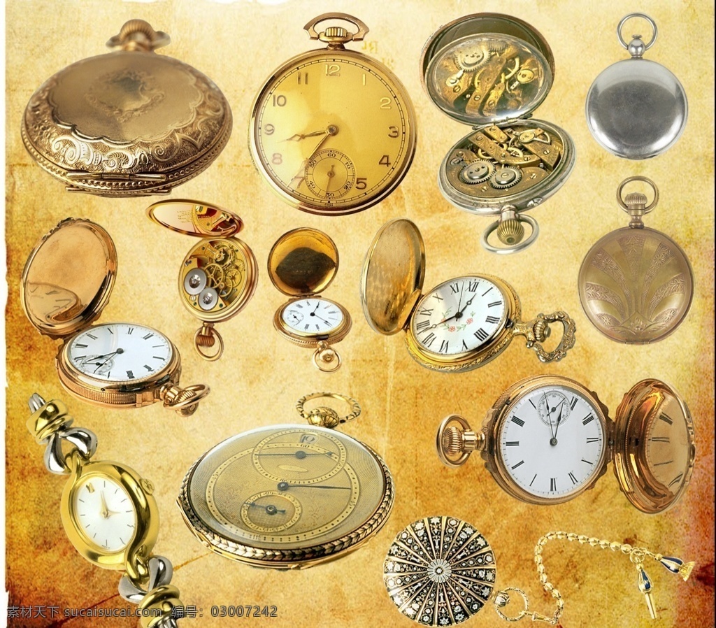 怀表 表 手表 古典 怀旧 土黄 机械表 金表 钟表 时钟 闹铃 设计素材