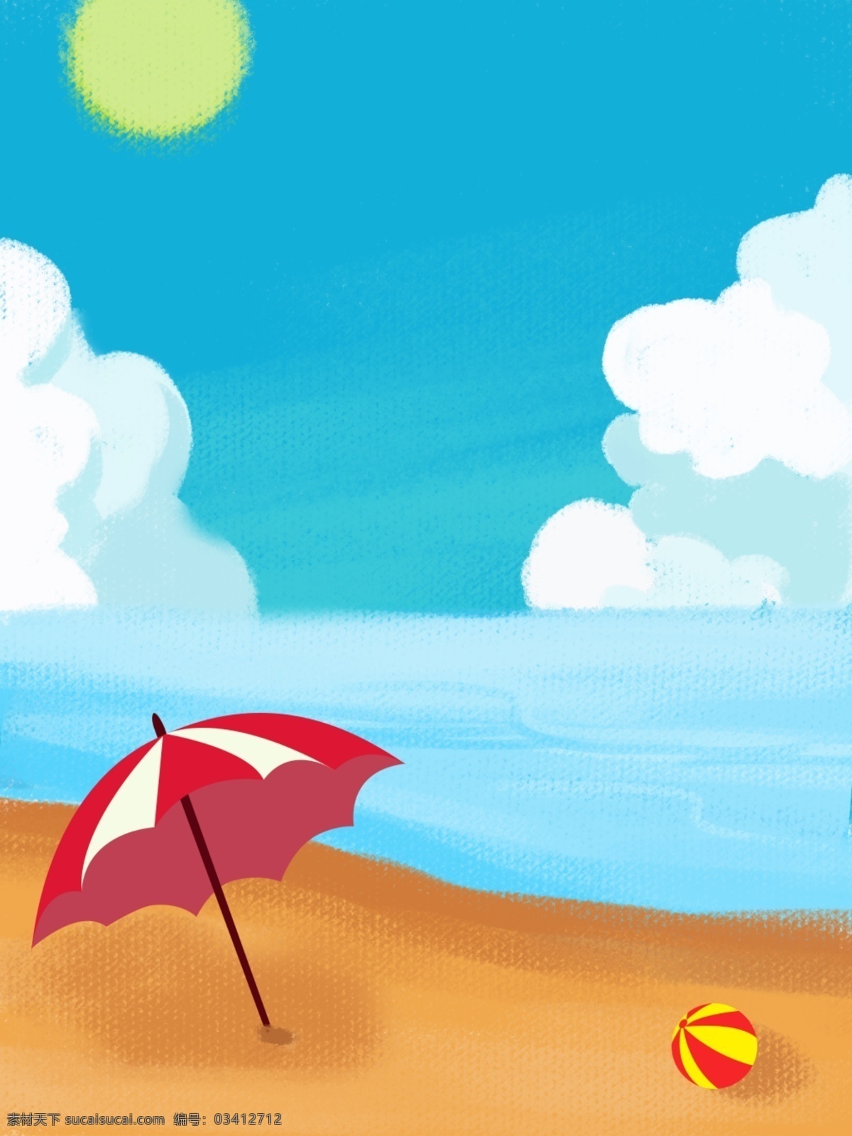 简约 夏日 手绘 背景 手绘背景 夏天背景 海滩 简约背景 海报背景