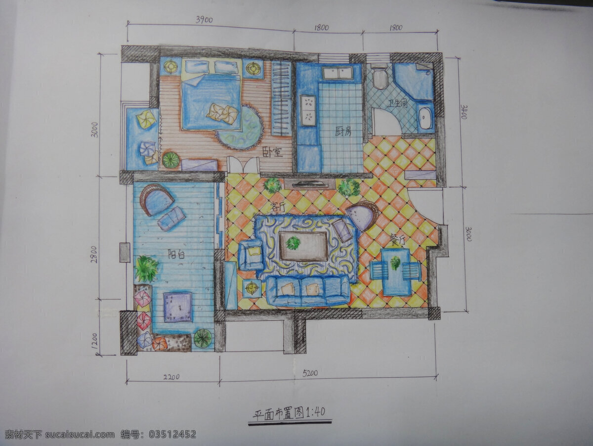 室内 平面 布置 手绘 布局 彩色 环境设计 室内设计 家居装饰素材