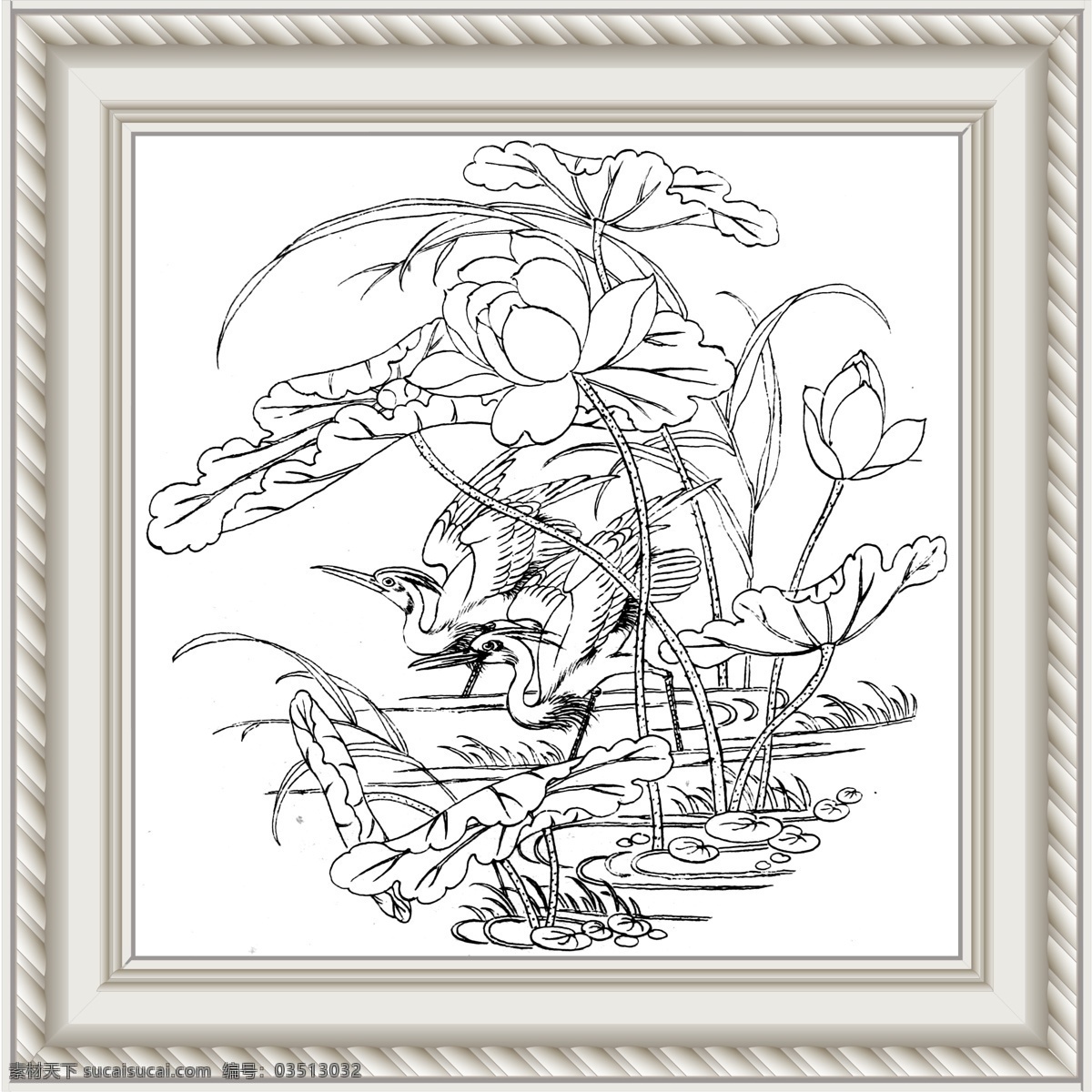 分层 白描 传统图案 刺绣 刺绣图案 工笔 挂画 荷花 鸬鹚 模板下载 鸬鹚荷花 白描鸬鹚荷花 线描鸬鹚荷花 线描 美术 黑白稿 画框 相框 艺术画 纹样 文化艺术 绘画书法 设计图库 源文件 psd源文件