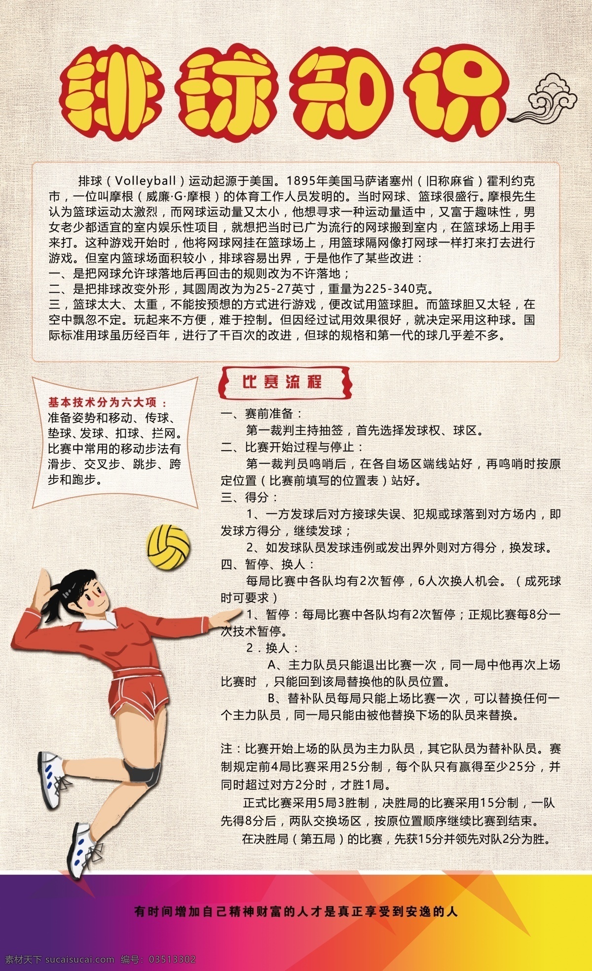 排球海报 排球知识 运动招贴 运动灯箱 中国女排