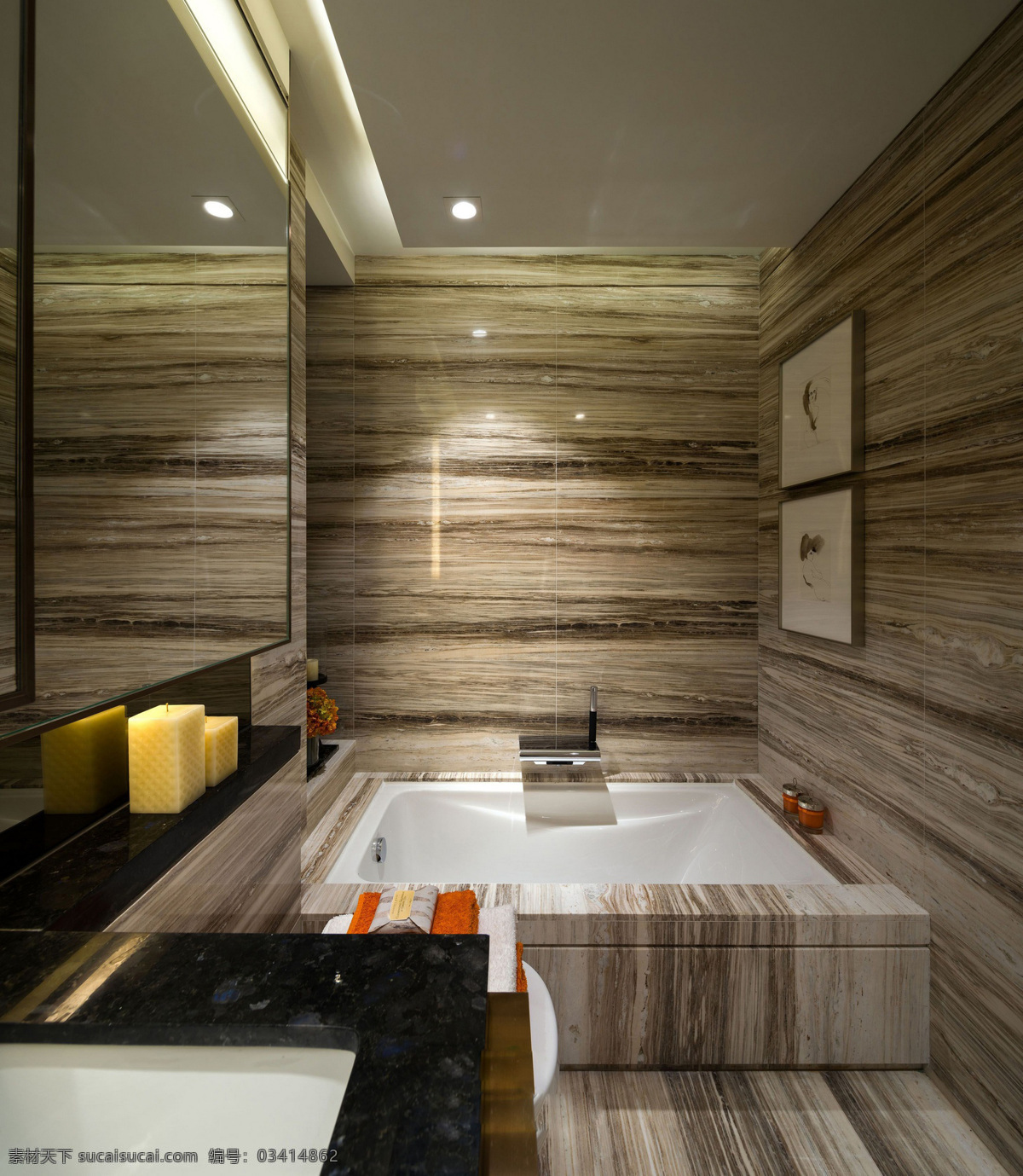 现代 北欧 轻 奢 风格 浴室 浴缸 装修 效果图 轻奢风格 高清大图