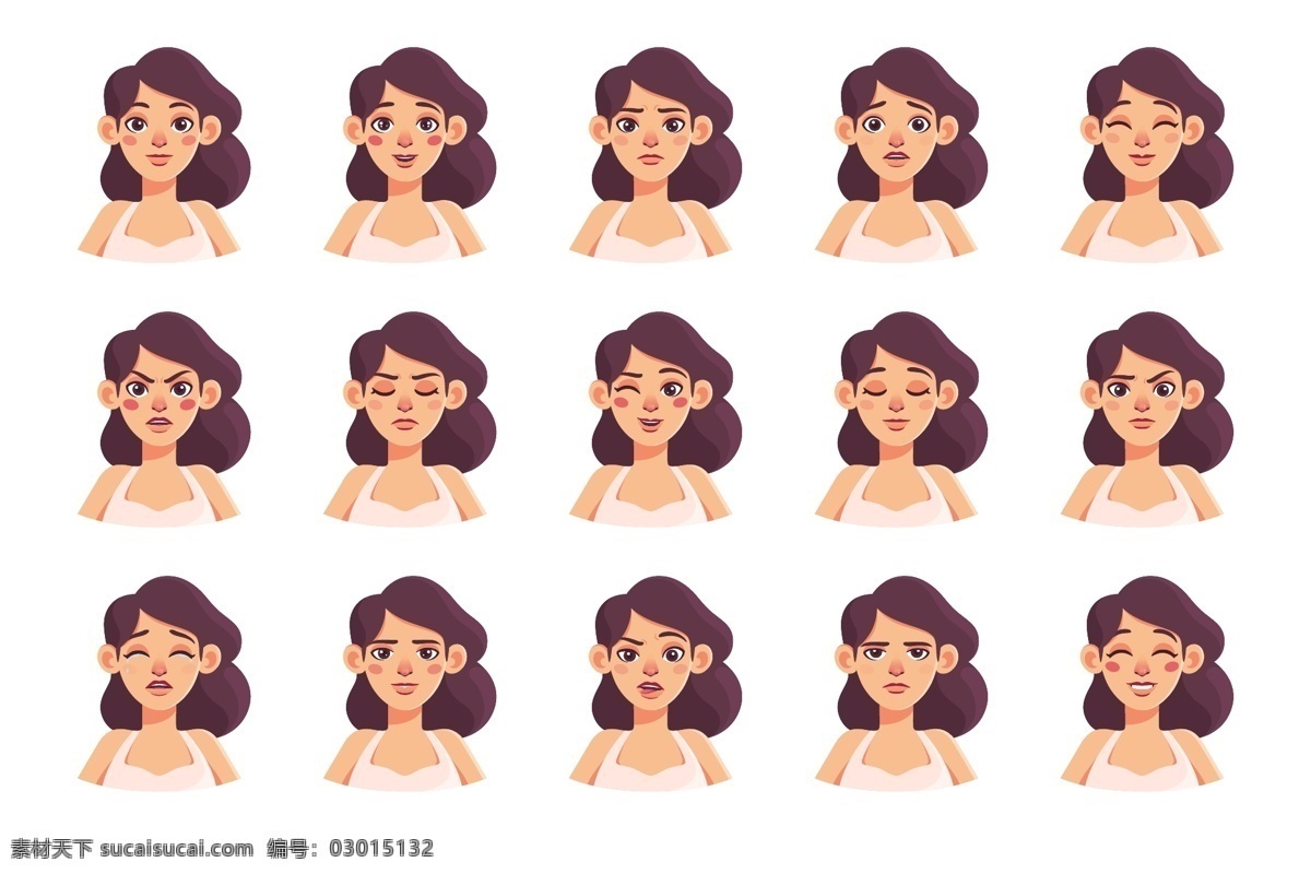 人物表情 不同表情 表情 表情包 卡通表情 ai设计素材 ai矢量图 卡通设计