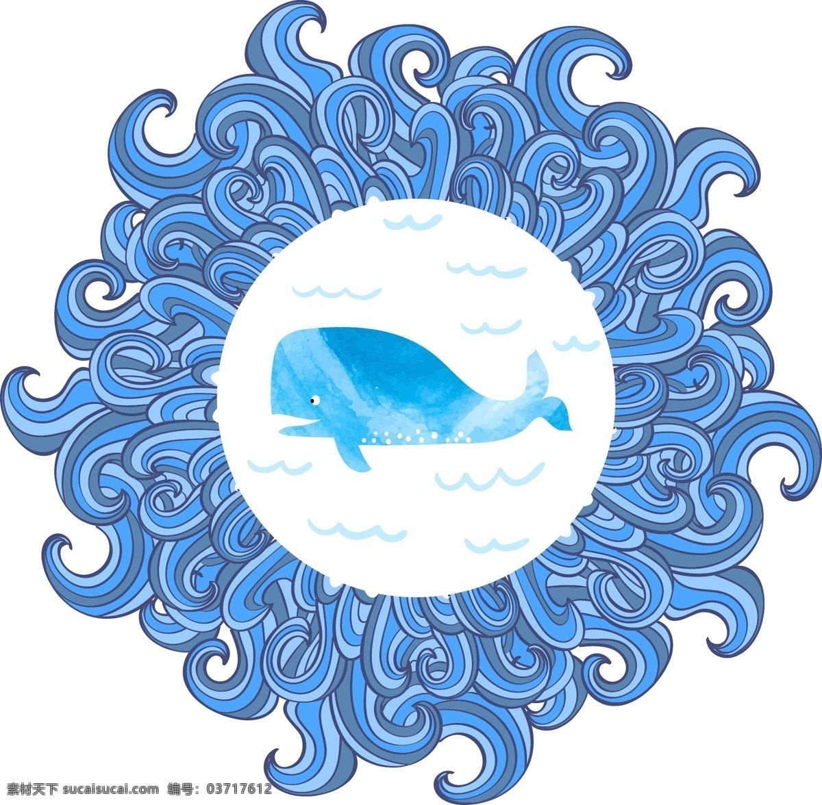 卡通鲸鱼 卡通鲸 水彩画 动物插画 海洋生物 卡通动物 卡通动物漫画 水中生物 生物世界 矢量素材