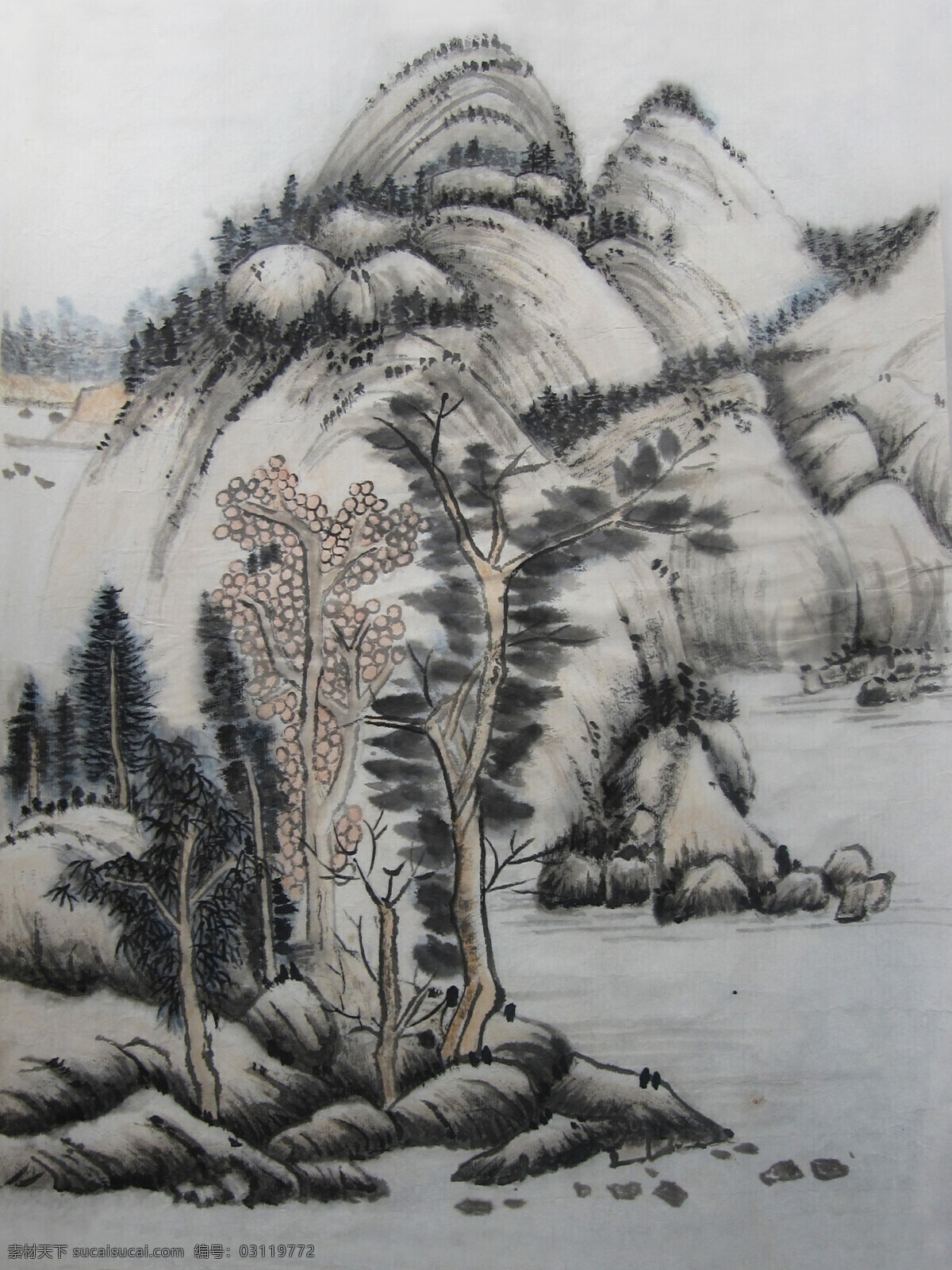 国画 绘画书法 临摹 山水 水墨 文化艺术 中国画 秋山 图 设计素材 模板下载 秋山图 浅绛