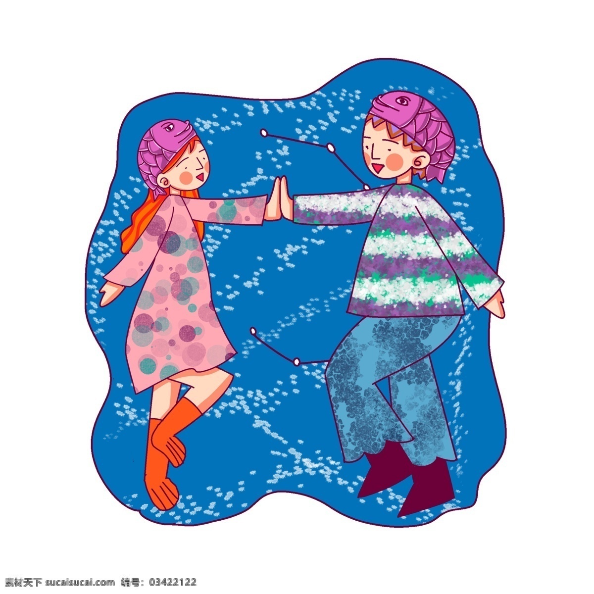 卡通 风格 十二星座 天平 座 温馨 男孩 女孩 星座拟人化 生动 有趣 线描 背景 鞋子 衣服 服饰图案 星空 美好