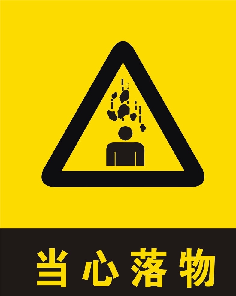 当心落物 注意 禁止 当心 落物 危险标志 警示牌 展板模板 矢量文件 矢量 公共标识标志 标识标志图标