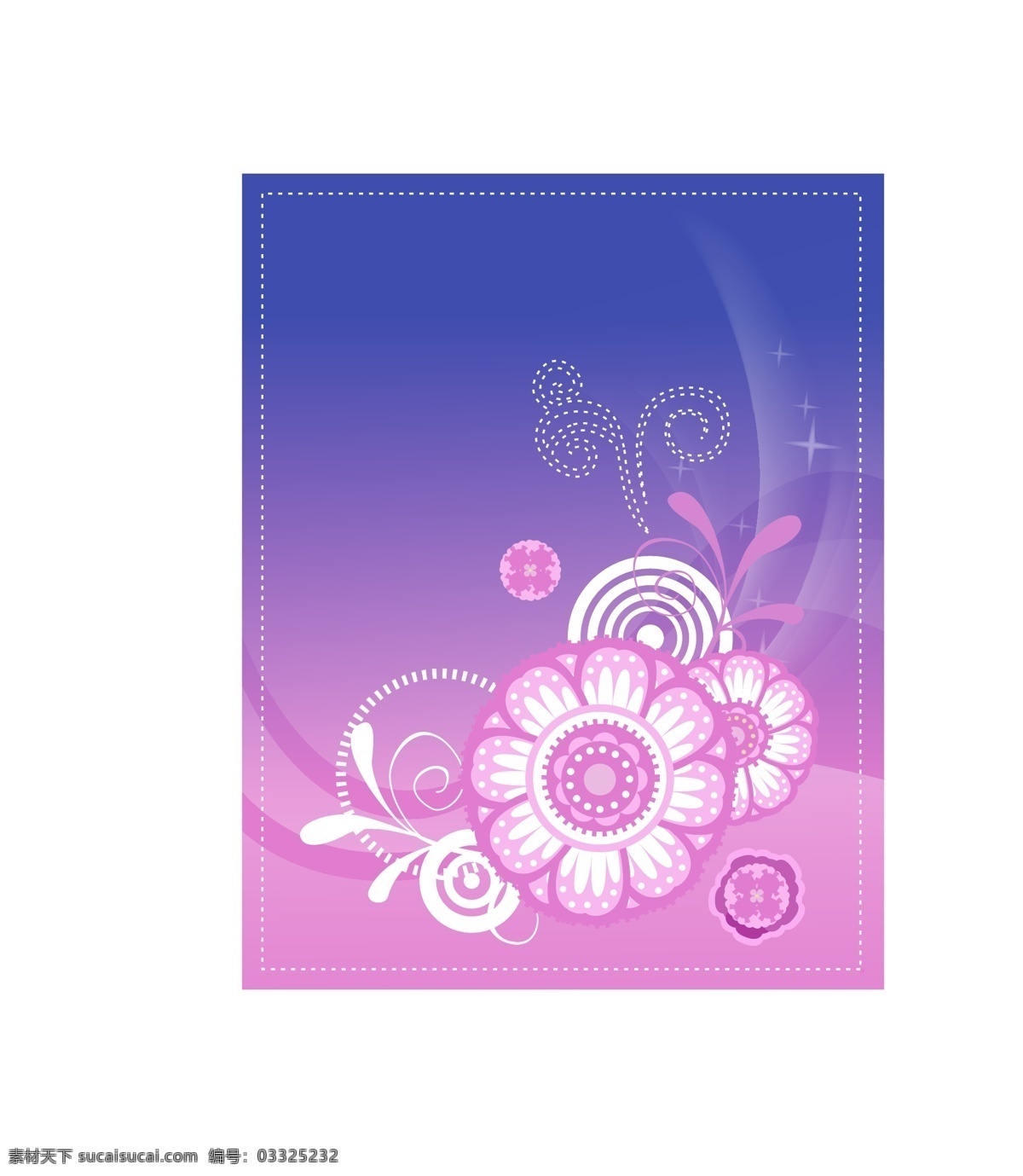 唯美 蓝紫 花盘 矢量 装饰 图案 花藤 星星 花纹 矢量素材 装饰图案