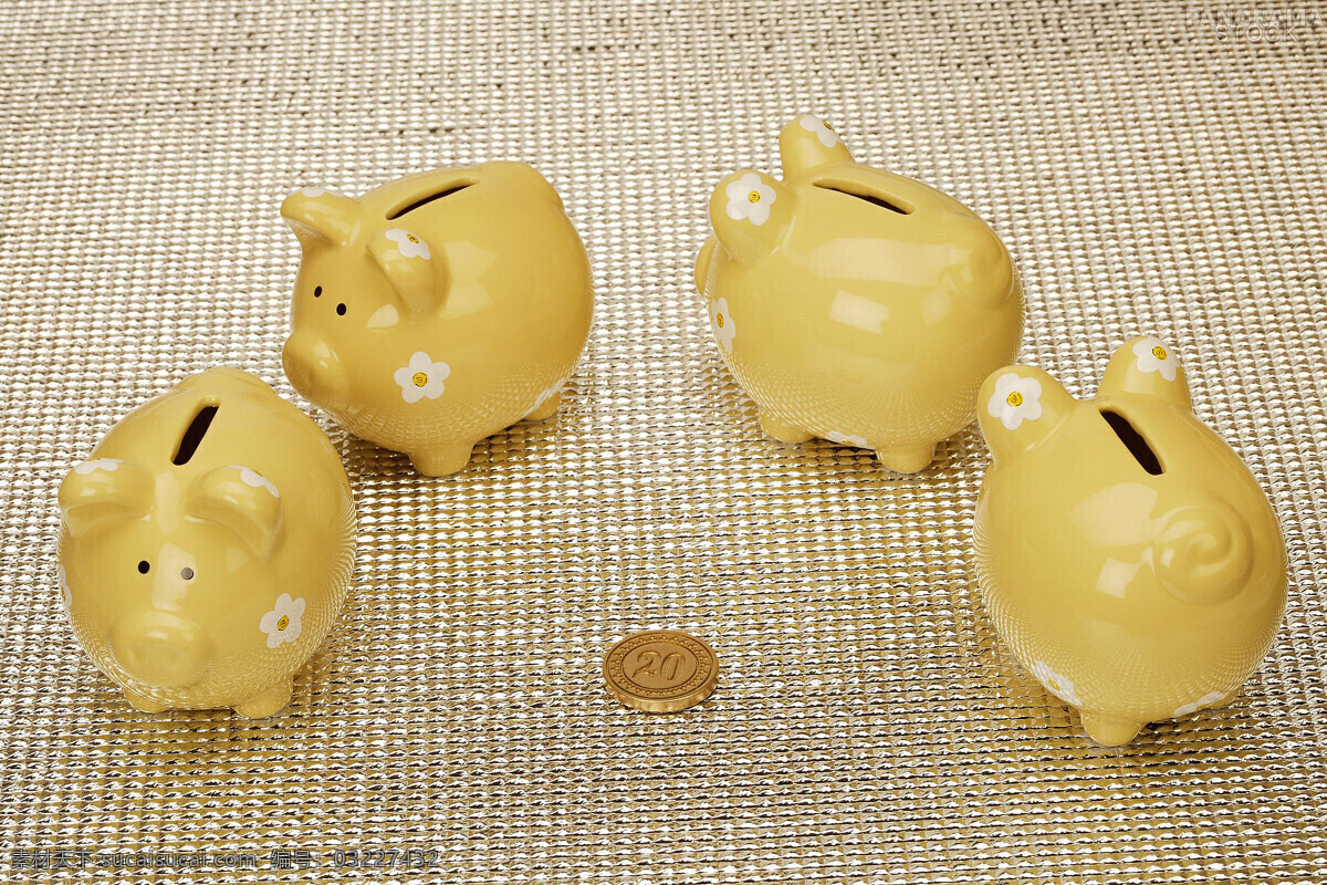 商务金融 钱币 金币 储钱罐 小猪 高清 黄色
