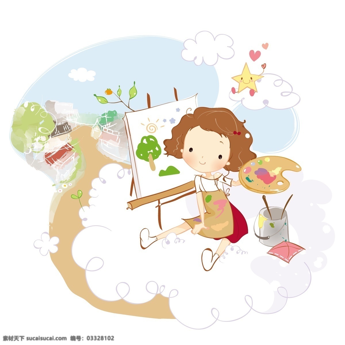 最新 韩国 矢量 卡通 免费 插画 花朵 矢量图 其他矢量图