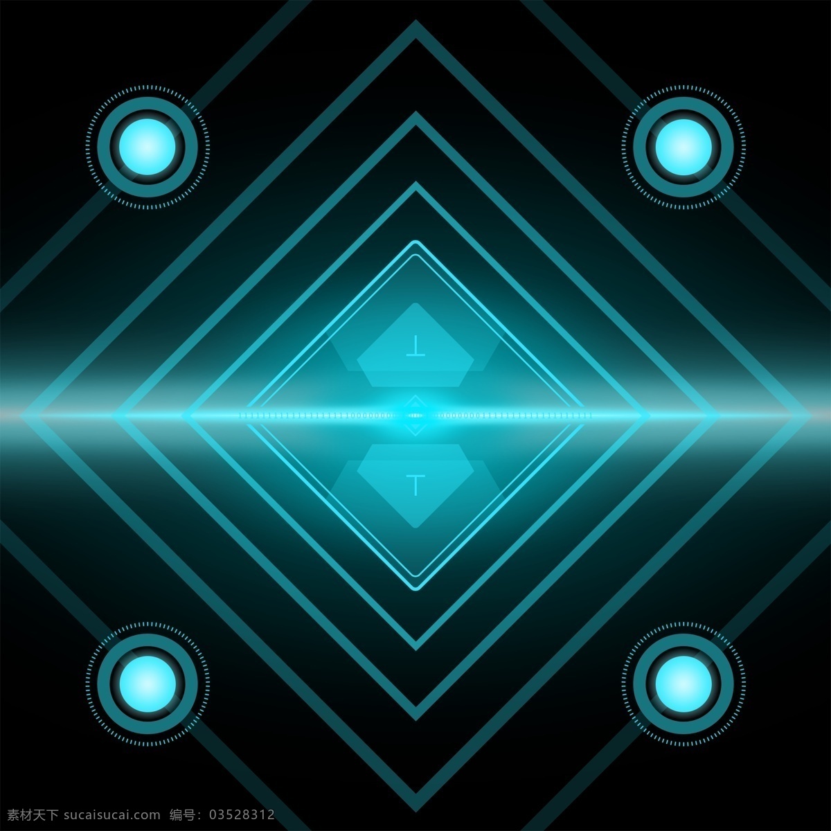 全 原创 科技 光效 蓝色 发光 四边形 背景 科技感 线条 菱形
