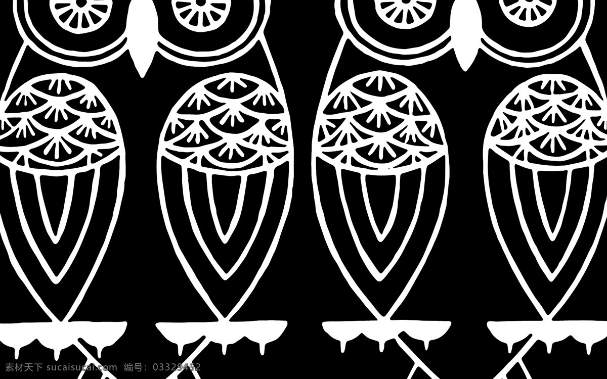 猫头鹰 矢量 矢量素材 黑白底纹 黑白装饰 创意素材 黑色