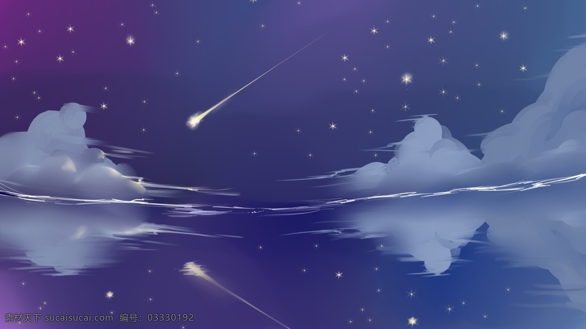 夜空 中 划过 流星 蓝天 湖水 背景