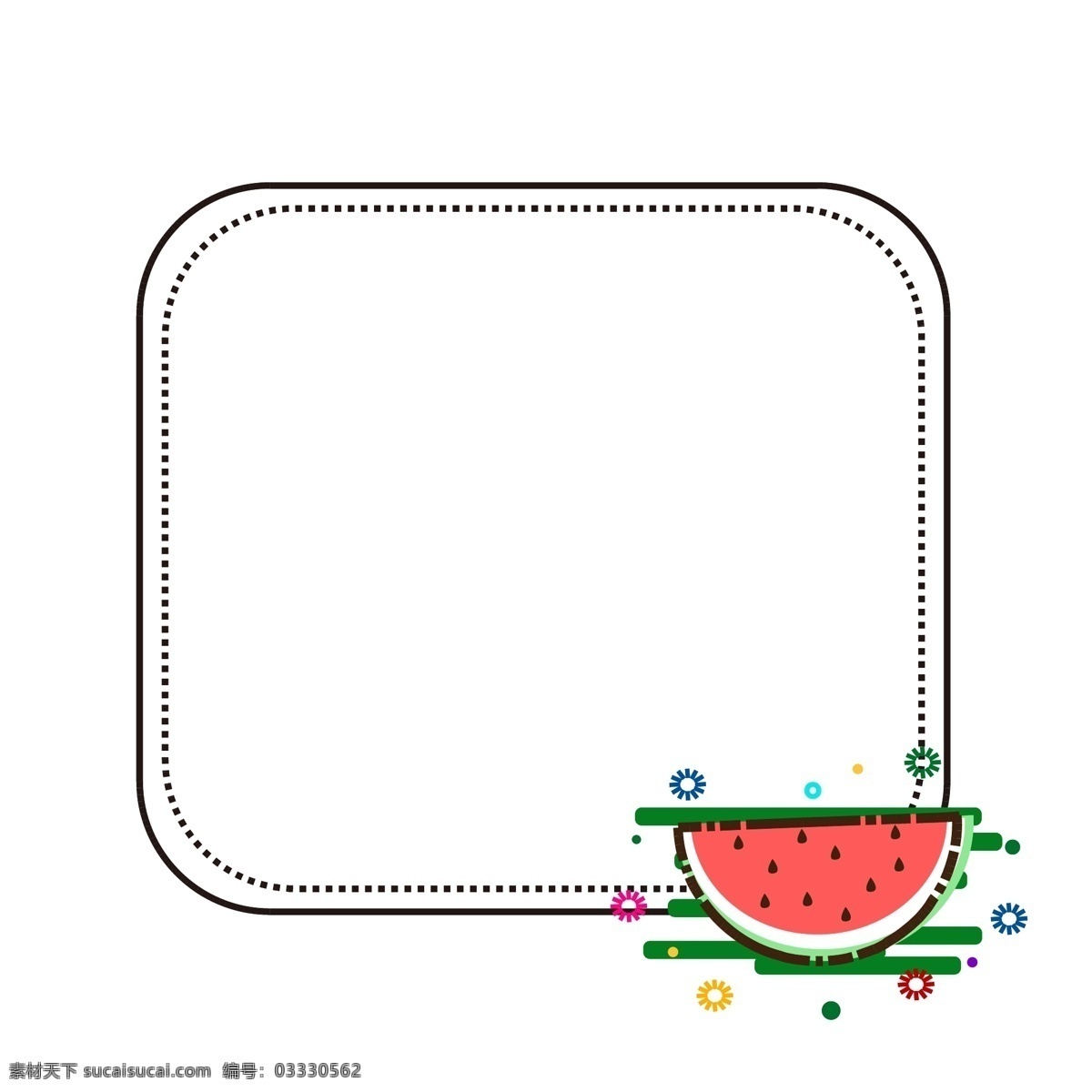 西瓜 边框 mbe 风格 可爱 卡通