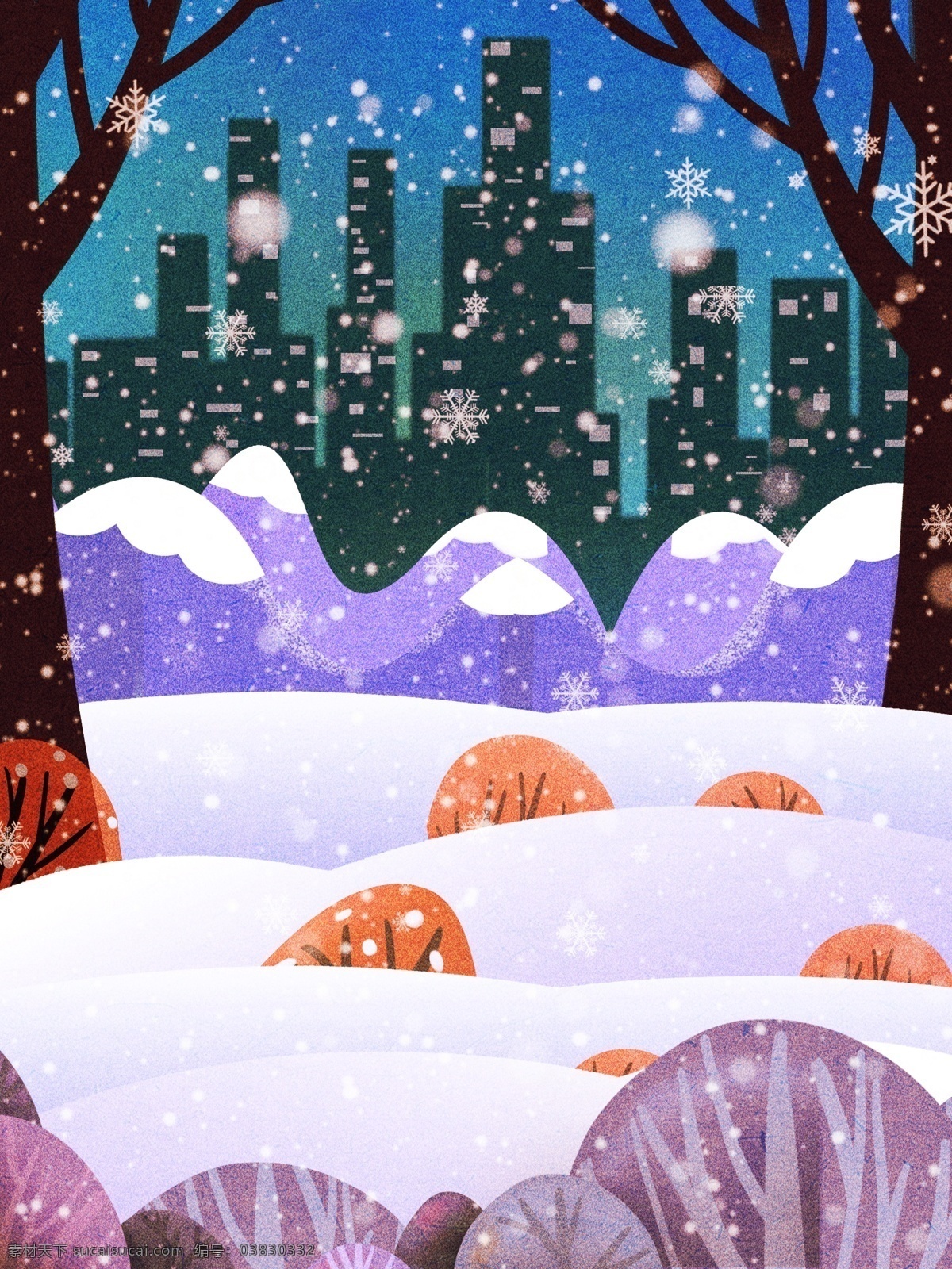 唯美 节气 小雪 雪地 树木 背景 二十四节气 中国风 雪景 冬季 24节气 大雪背景素材