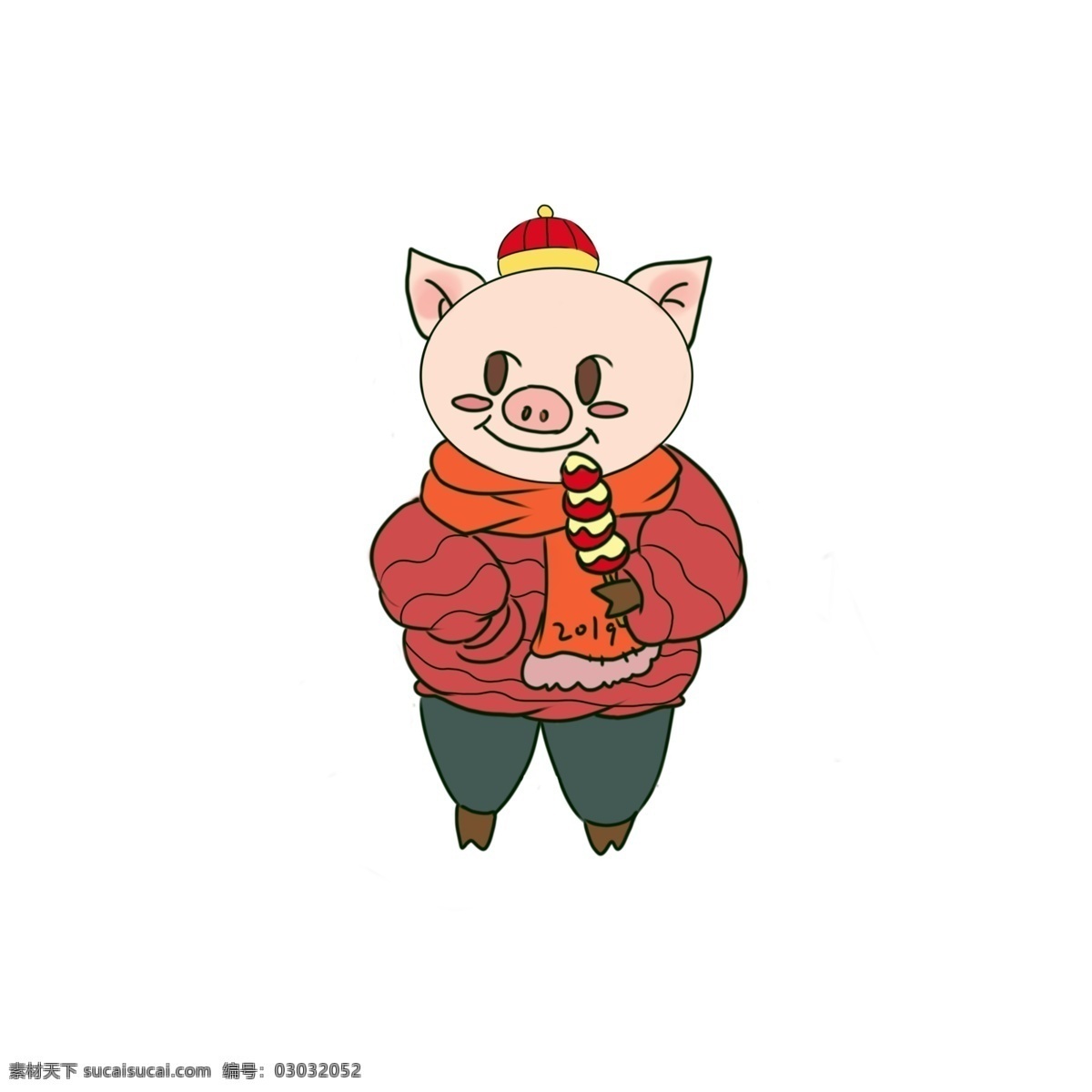 猪年 送 福 新年 快乐 手绘 插画 2019 农历新年 新年大吉 锦鲤 猪财神送福 猪财神 猪年快乐 猪猪迎春 猪年贺春