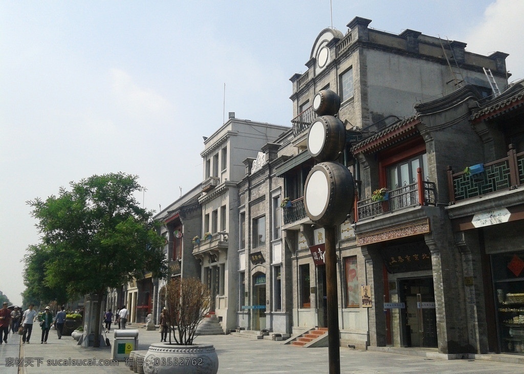 前门大街 北京 老北京 建筑 古建筑 鼓形街灯 人文建筑 建筑景观 自然景观