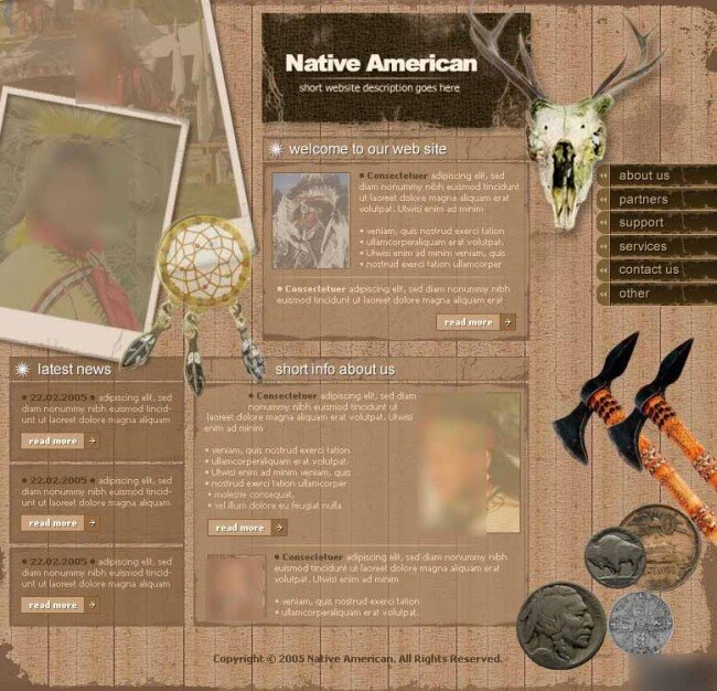 印第安人 物品 网页模板 欧美风格 古代器皿 htmlcss 棕色