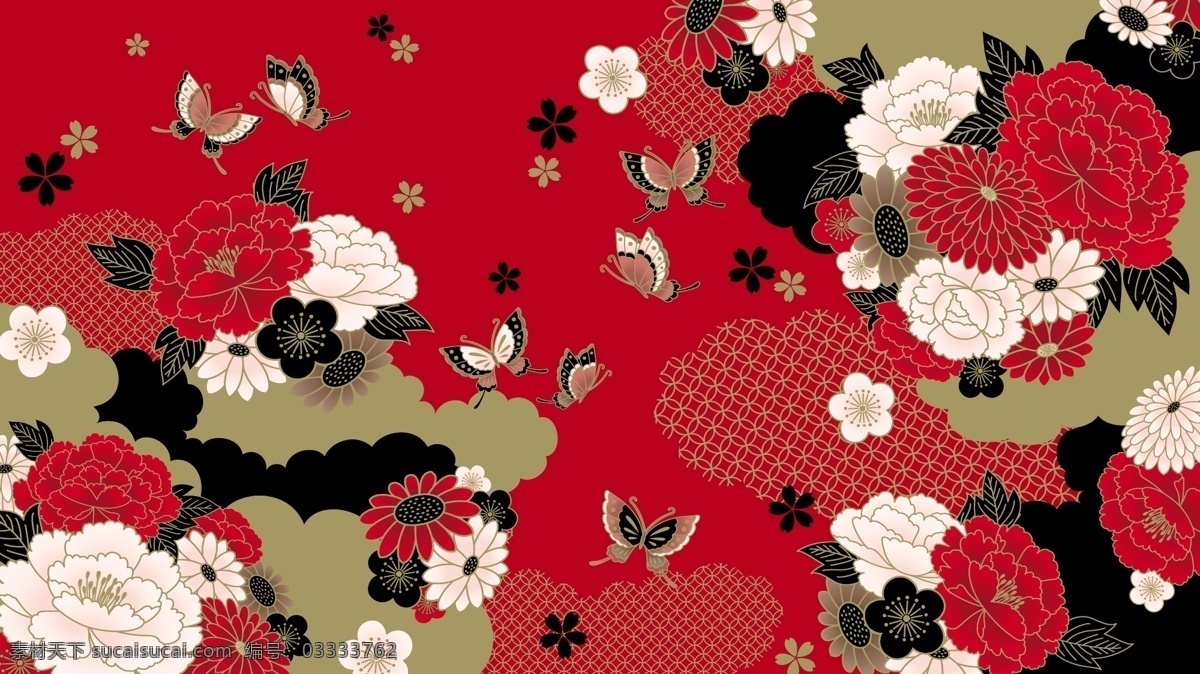 日本传统图案 和服印花纹样 日式纹理背景 线条纹样 日式花纹
