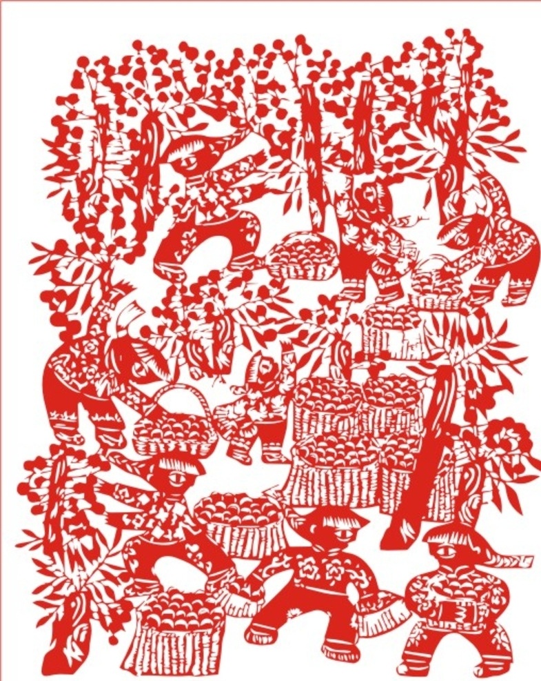 剪纸 丰收欢歌 剪纸丰收欢歌 剪纸农家果园 剪纸农家乐 传统剪纸 剪纸人物 人物图库 生活人物