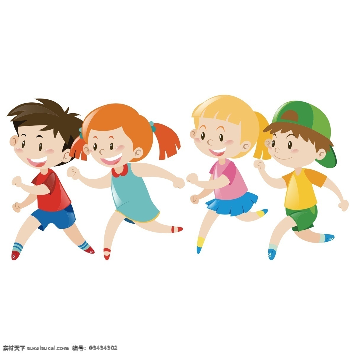 手绘 奔跑 的卡 通 儿童 元素 卡通 小孩 小学生 动漫动画 动漫人物